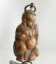 Very Old Rare Chinese Happy Buddha Toggle Made Of Resin With Silver Trimmings Statues photo 4