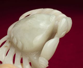 Fine Antique Chinese White Jade Crab 17th - 19th Century Qing Dynasty Manchu photo
