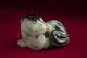 Chinese Antique Recumbent Jade Cat W/ Dragonfly 1910 Or Earlier Other photo 1