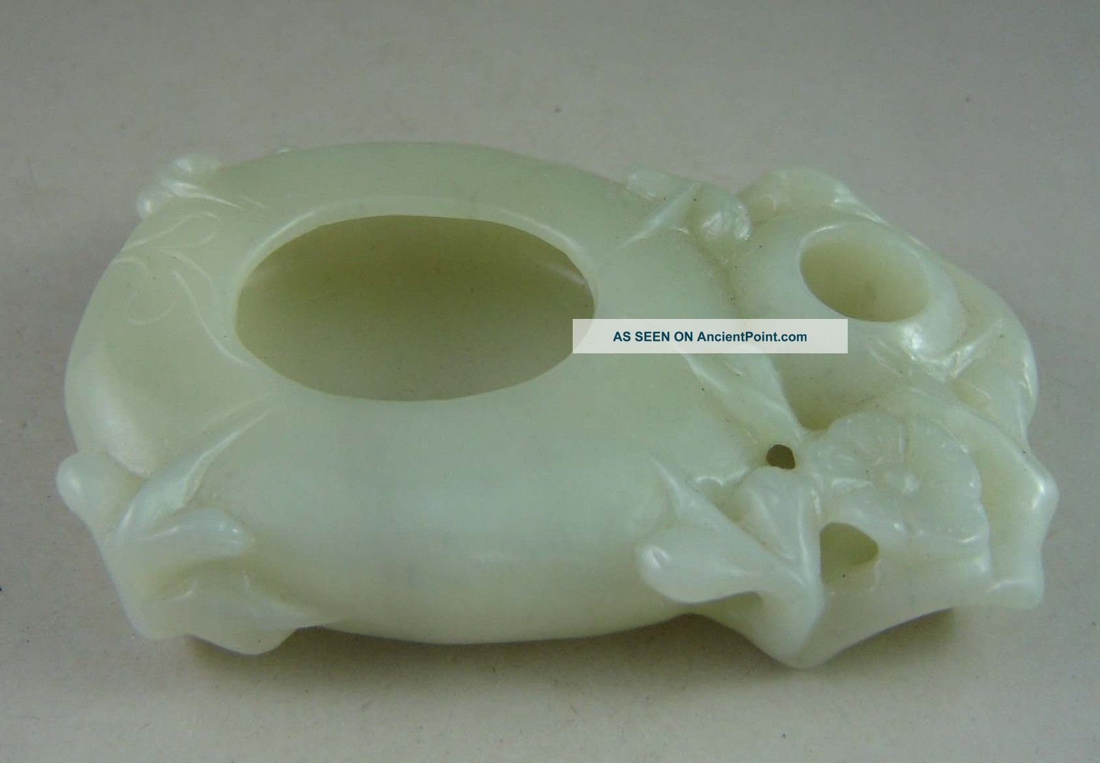 Fine Chinese Hetian Jade Carved Plum Flower Brush Washer Brush Washers photo
