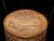 Rare Antique Chinese Hand Carved Wood Jar / Humidor Detailed Dragons & Symbols Vases photo 1