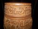 Rare Antique Chinese Hand Carved Wood Jar / Humidor Detailed Dragons & Symbols Vases photo 2