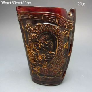 Old Antique 18 - 19th Chinese Ox Horn Hand - Carved Jiao Cup Nr/xb2029 photo