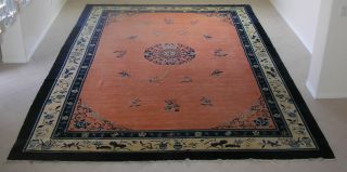 Chinese Antique Silk Wool Rug Late 1800 ' S photo