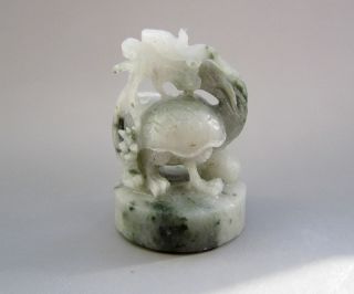 Fine Chinese Dushan Jade Carved Dragon Tortoise Statue Seal photo