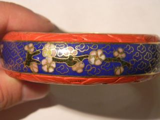 Antique Vintage Chinese Cinnabar Bangle Bracelet With Inlaid Enamel photo