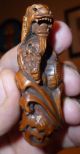 Amazing Netsuke Dragon In The Waves Expertly Carved C20th Signed Rare Netsuke photo 4