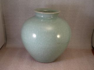 Signed Meiji Period Celadon Porcelain Vase Chinese Japanese Or Korean photo