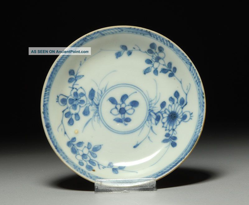 Antique Ca Mau Cargo Shipwreck Blue & White China Cherry Blossom Tea Plate 1723 Plates photo