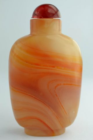 China Collectibles Old Decorated Wonderful Handwork Agate Snuff Bottle Top photo