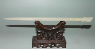Ancient China Jade Chinese Hetian Jade Hand - Carved Hairpin 22.  3cm photo