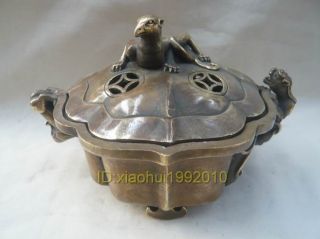 Rare Chinese Old Brass Carved Censer/incense Burner photo