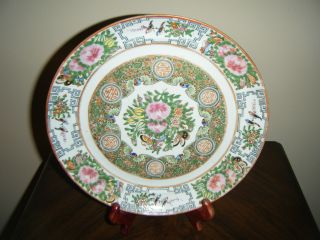 Old Porcelain Famille Rose Plate Pretty Detail Work Marked photo