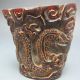 Old Antiques Chinese 100% Ox Horn Hand Carved Dragon Jiao Cup Nr/nc2033 Other photo 1
