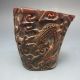 Old Antiques Chinese 100% Ox Horn Hand Carved Dragon Jiao Cup Nr/nc2033 Other photo 2