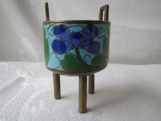 Antique Chinese Or Japanese Cloisonne Champleve Bronze?tripod Incense Burner photo