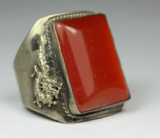Chinese Handwork Jade Dragon Old Ring photo