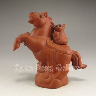 Chinese Zisha / Purple Clay Statue - Horse & Monkey Nr photo