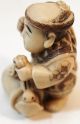 Antique Ox Bone Asian China Man Carved Mini Figure Figurine Men, Women & Children photo 2