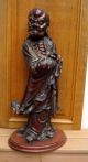 Antique Early 19c/18c Chinese Asian Large Wood Carved Statue Immortal Plates photo 1