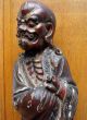 Antique Early 19c/18c Chinese Asian Large Wood Carved Statue Immortal Plates photo 5