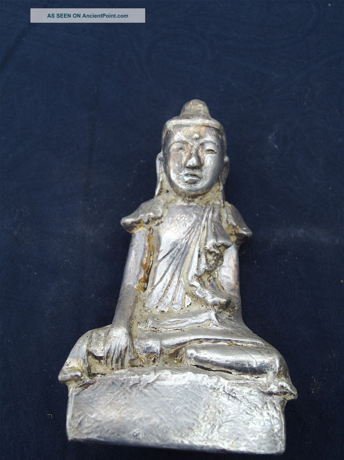 Finely Detailed Vintage Silver Leaf Burmese Buddha Statue Statues photo