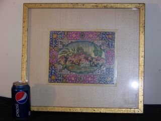 Hand Painted Persian Primitive Oil Painting 