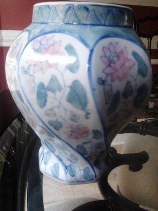 Amazing Chinese Antique Blue Pink And White Vase Signed photo