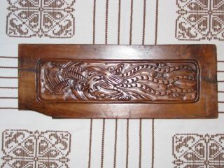 Antique Chinese Carved Wood Panel With Bird Soaring photo