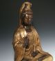 Large Impressive Old Chinese Gilf Bronze Statue Of Seated Kwan Yin Wtih Bottle Bowls photo 1