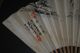 Antique Chinese Calligraphy Hand Painted Paper Leaf Bamboo Sticks Fan Landscape Fans photo 1