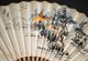 Antique Chinese Calligraphy Hand Painted Paper Leaf Bamboo Sticks Fan Landscape Fans photo 3