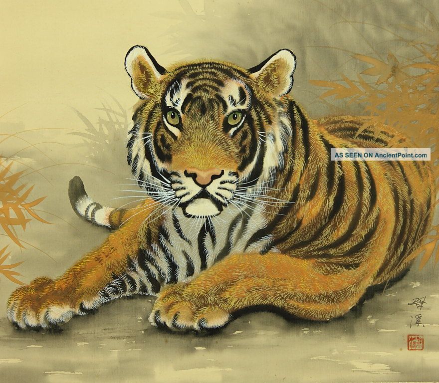 Jiku978 Jt Japan Scroll Tiger Paintings & Scrolls photo