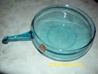 Vintage Pasabahce Blue One Handled Glass Bowl - Made In Turkey photo