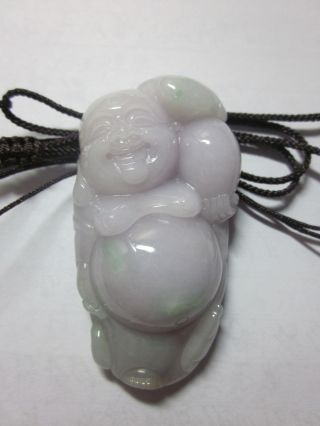 Lavendar Jade Smiling Buddha Large Pendant photo