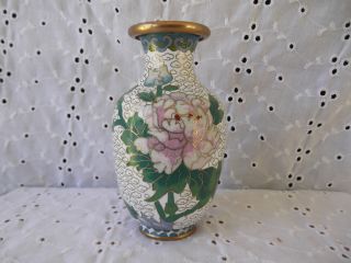 Antique Chinese Cloisonne Design Butterfly And Flowers Vase Nr photo