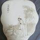 Unusual Pair Antique Chinese Porcelain Tile Plaques With Incised Scenes Plates photo 1