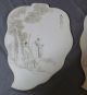 Unusual Pair Antique Chinese Porcelain Tile Plaques With Incised Scenes Plates photo 2