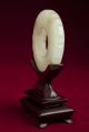 Antique Chinese Jade Carved Celadon Bi Disc 19th Century W/ Stand Other photo 2