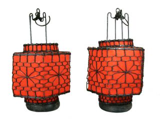 Pair Of Chinese Country Style Small Red Wedding/festival Lantern photo