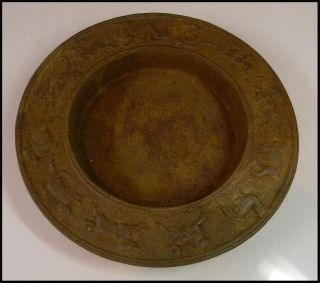 Antique Chinese Iron Bowl Plate Flat Rim Flat Bottom 8.  75 