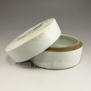 Chinese Porcelain Box & Lid W Shrimp & Kang Xi Mark Nr photo