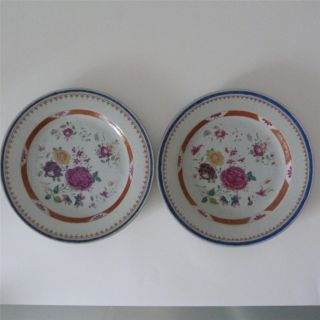 Pair Of 18th Century Chinese Famille Rose Porcelain Plates photo