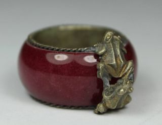 Chinese Handwork Jade Frog Old Ring photo