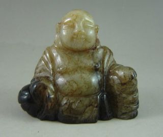 Old Chinese Hetian Jade Carved Buddha Carving photo