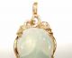 Jewelry 18k Gold 8g 100% Jadeite Jade Carved Leaf Pendant Necklace Necklaces & Pendants photo 2