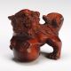 Pair Of Antique Chinese Handwork Boxwood Lion Statues Vintage Wooden Statues Other photo 2