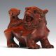 Pair Of Antique Chinese Handwork Boxwood Lion Statues Vintage Wooden Statues Other photo 5