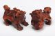 Pair Of Antique Chinese Handwork Boxwood Lion Statues Vintage Wooden Statues Other photo 6