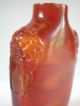 C1830 Chinese Antique Snuff Bottle Caved From Amber With Mask And Ring Snuff Bottles photo 9